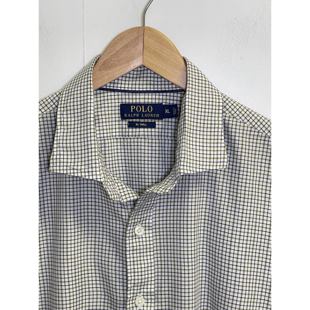 Polo Ralph Lauren Men's XL Button-Down RL TWILL Dress Shirt White Check